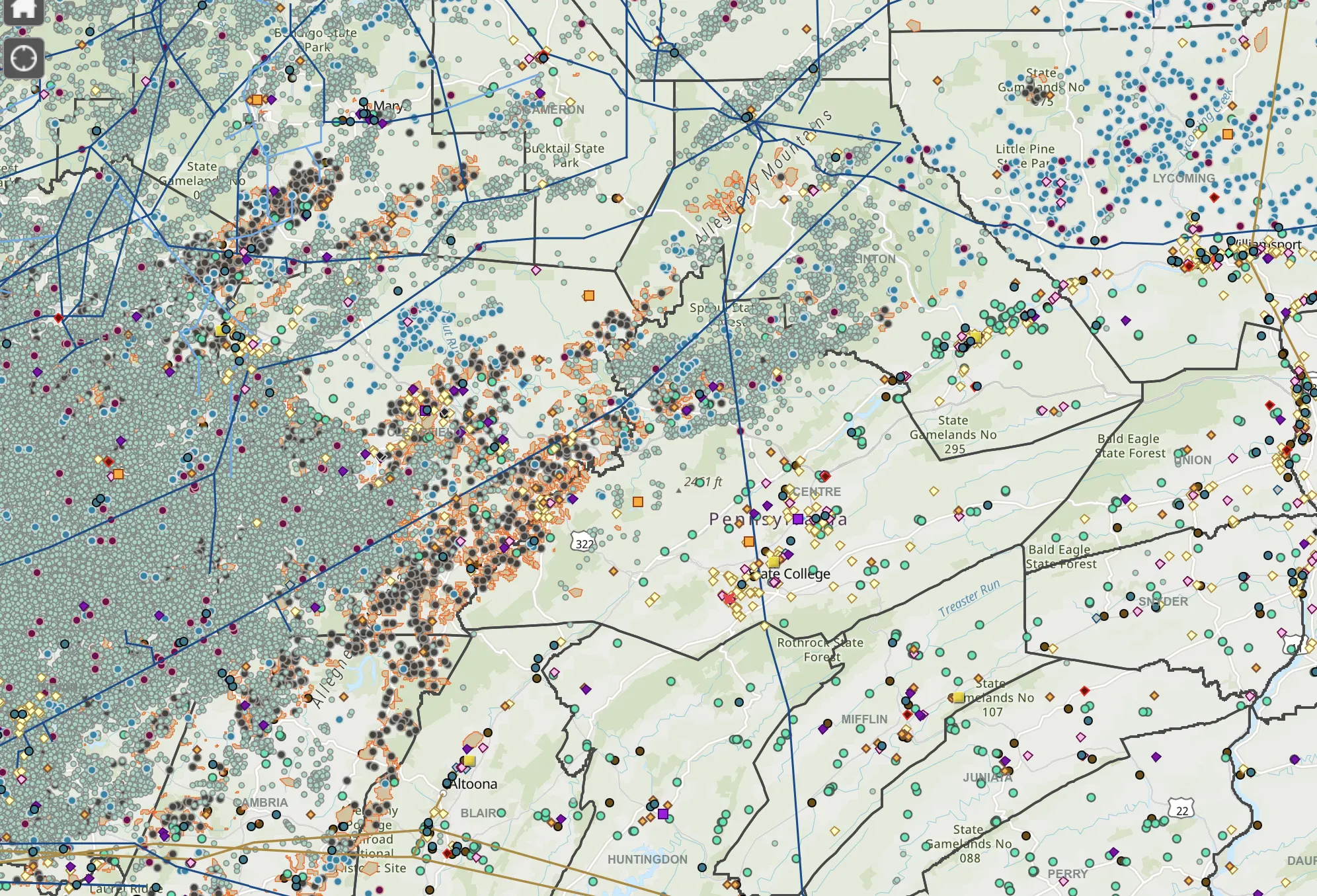 Map of Centre County