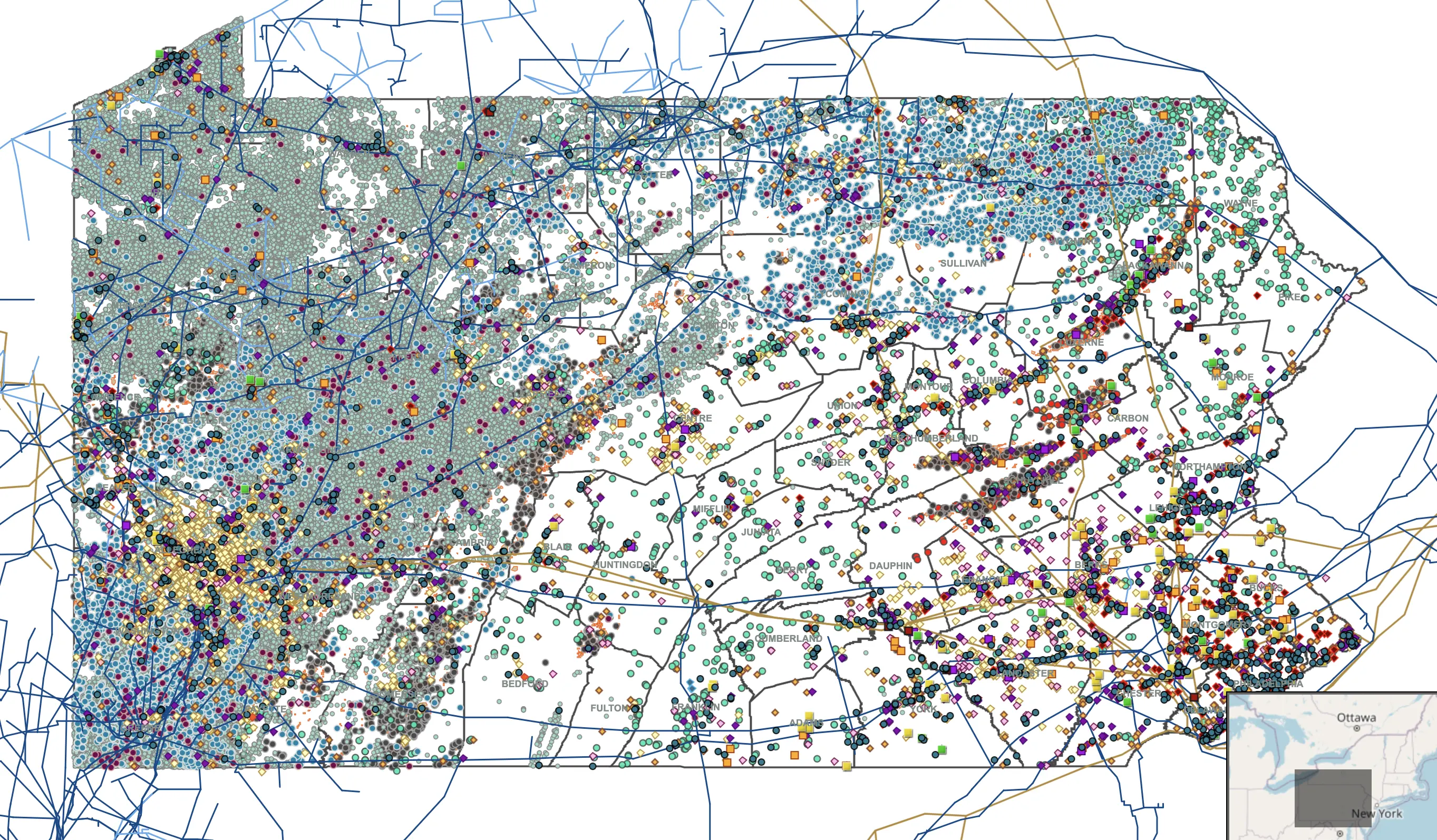 Pennsylvania-wide environmental indicators map